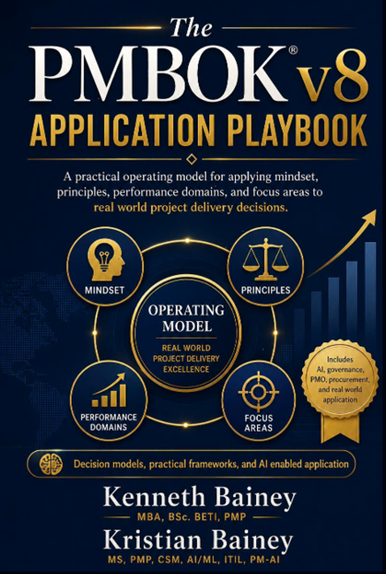 Cover of The PMBOK v8 Application Playbook by Ken Bainey and Kristian Bainey